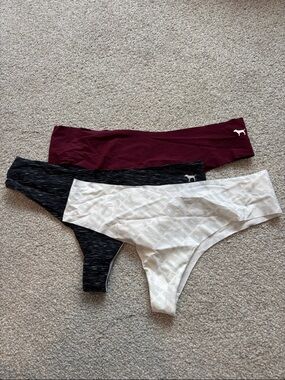 NWOT Victoria's Secret Seamless Thong Set - Burgundy, Black, White